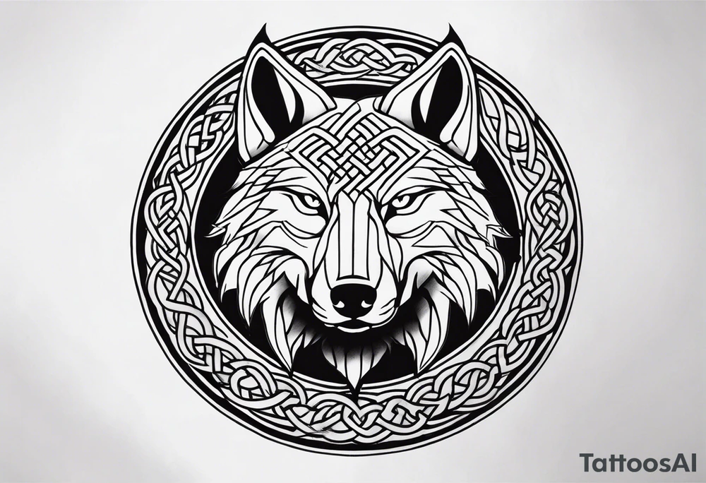 Sode view Angry celtic wolf tattoo idea