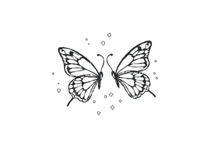 Simple outline of butterflies with lots of sparkles and bubbles tattoo idea