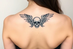Forgiveness sigil roses and a skull with wings tattoo idea