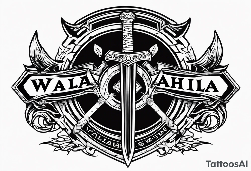 Valhalla fire sword shield warrior tattoo idea