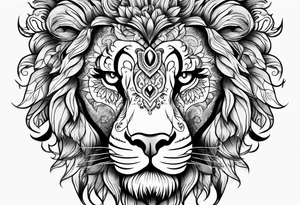Lion, sugar skull,  flower, people shadow tattoo idea