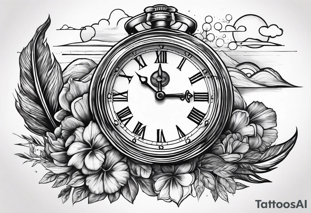 time element in sunset for man tattoo idea