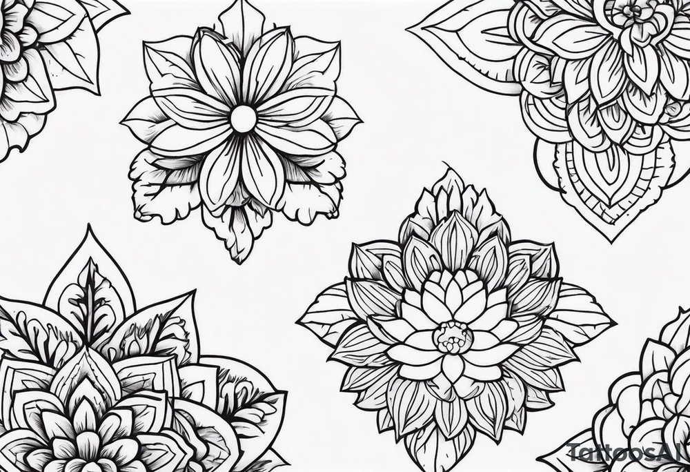 ornaments of flowers tattoo idea