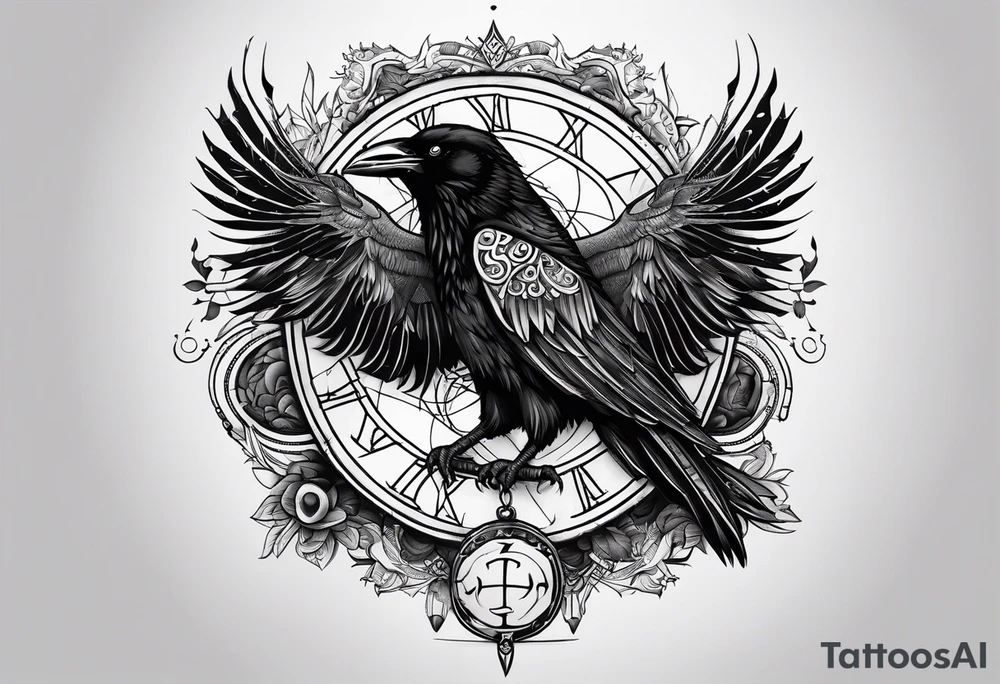 Viking Vegvisir with raven wings around it tattoo idea