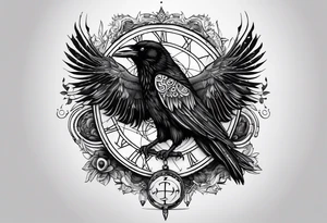 Viking Vegvisir with raven wings around it tattoo idea