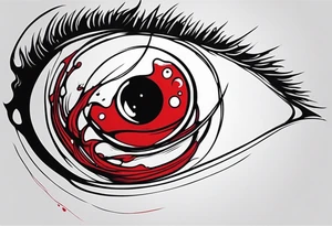 Bleeding tear flows to down from red eye sleeve tattoo design tattoo idea