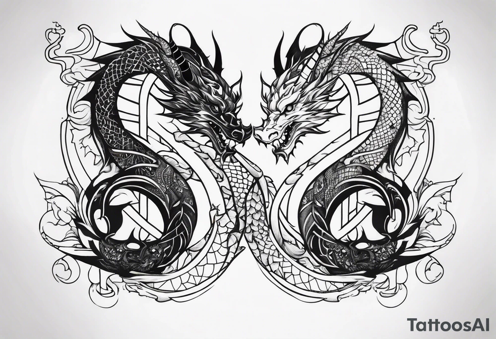 Dragon Seven number shape tattoo idea