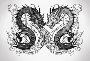 Dragon Seven number shape tattoo idea