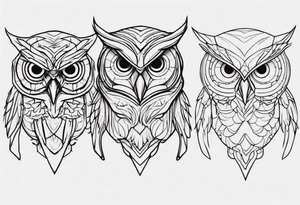 create one-line art of a owl head. the line has to start at the buttom and be finished at the top tattoo idea