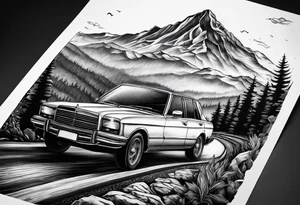 road into mountain tattoo idea