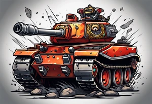 Combat Panda destroy tank tattoo idea