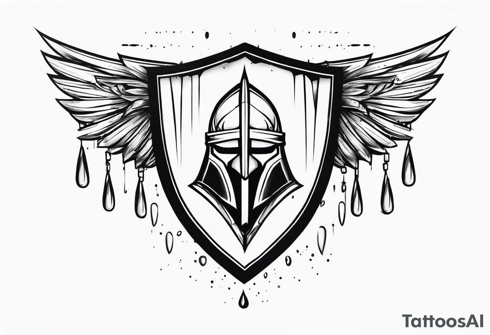 tears bouncing off shield held by warrior very simple tattoo idea