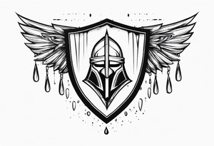 tears bouncing off shield held by warrior very simple tattoo idea
