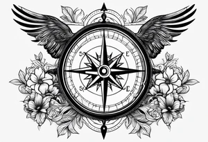 Compass with three birds tattoo idea