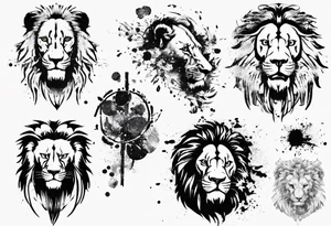 Lion, trash polka tattoo idea