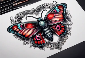 Death moth on top of 
Anatomical Heart, bleeding tattoo idea