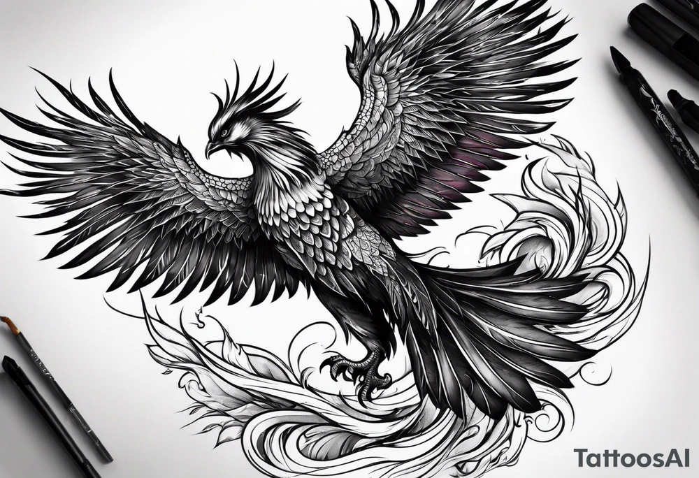 Rising phoenix tattoo idea