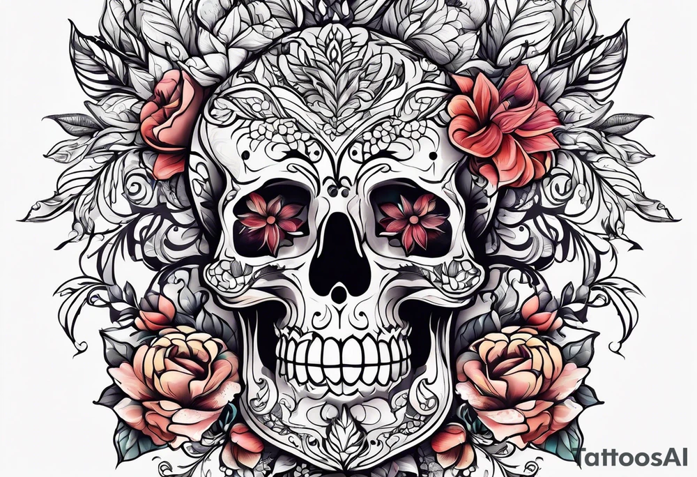 ornaments of flowers tattoo idea