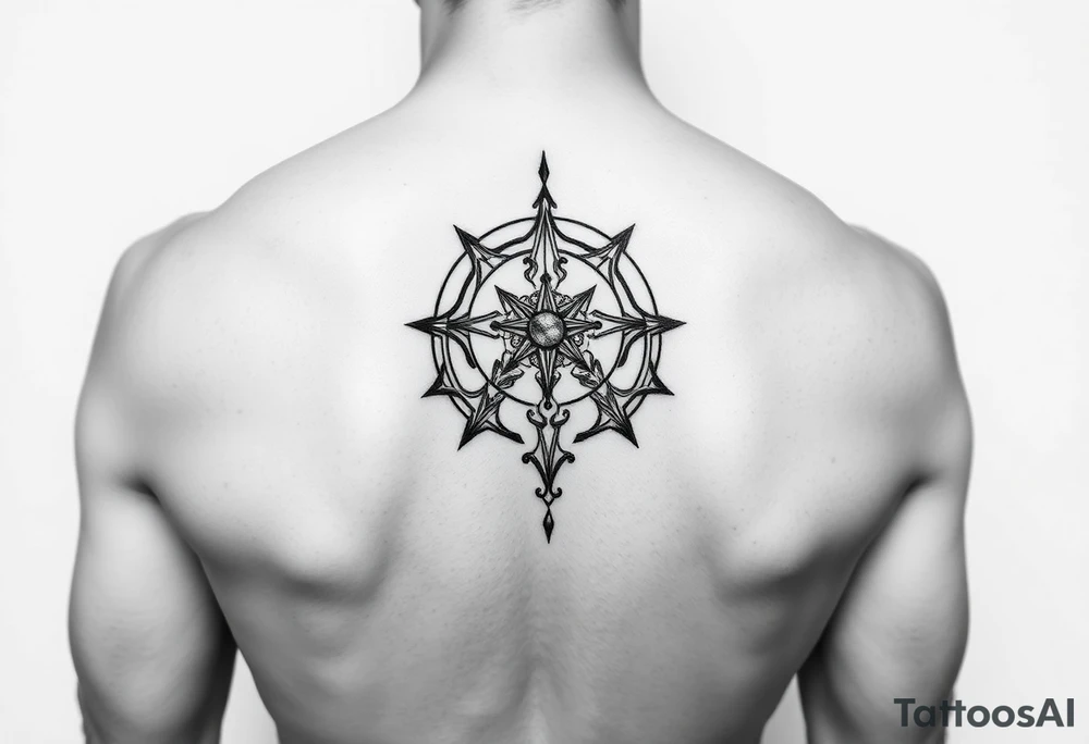 Create a minimalist black-ink tattoo design inspired by the philosophy of self-reliance and personal responsibility. The design should symbolize owning both successes and failures without crediting or blaming others, in an agnostic context. tattoo idea