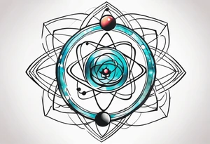 quantum atom with spiritual elements tattoo idea