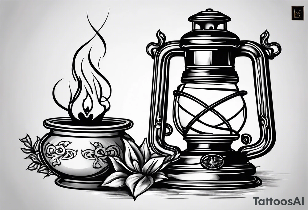 Extinguished  Oil lamp with smoke tattoo idea