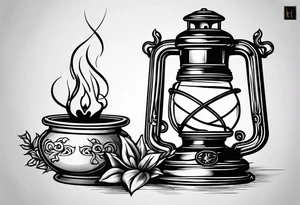 Extinguished  Oil lamp with smoke tattoo idea