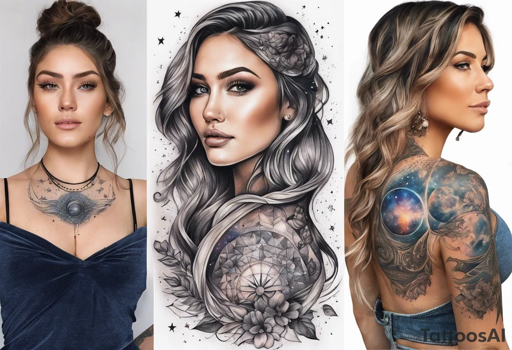 Celestial galaxy realistic tattoo idea