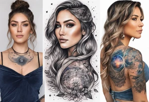 Celestial galaxy realistic tattoo idea