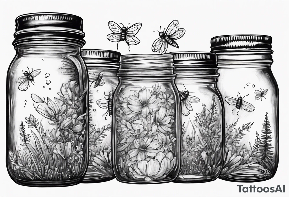 Mason jar with fireflies tattoo idea