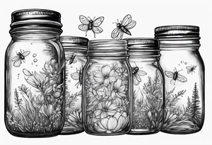 Mason jar with fireflies tattoo idea