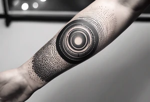 micro realistic tattoo with geometric shapes and lines tattoo idea