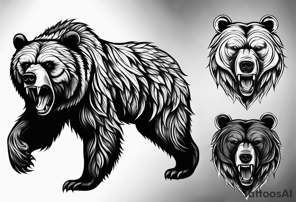 angry bear tattoo idea