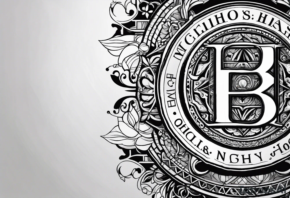 logo with the last name Nichols and the letters B, O, L, H, E, D, J, and R tattoo idea
