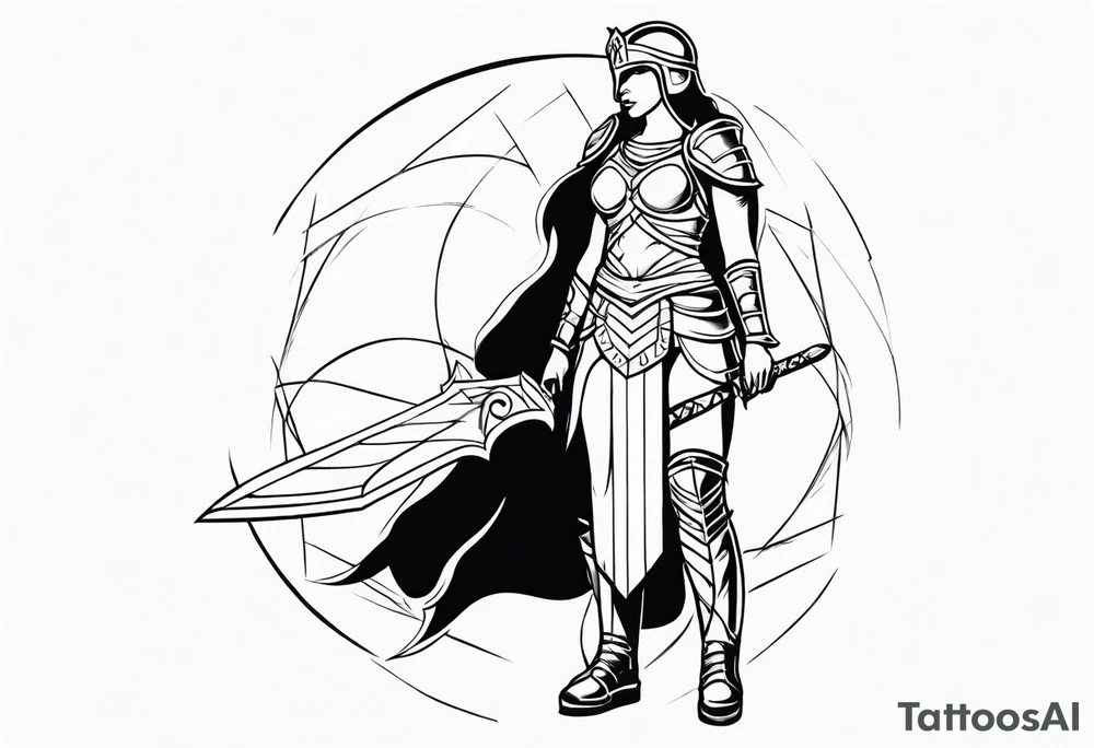 Female gladiator full body tattoo idea