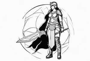 Female gladiator full body tattoo idea