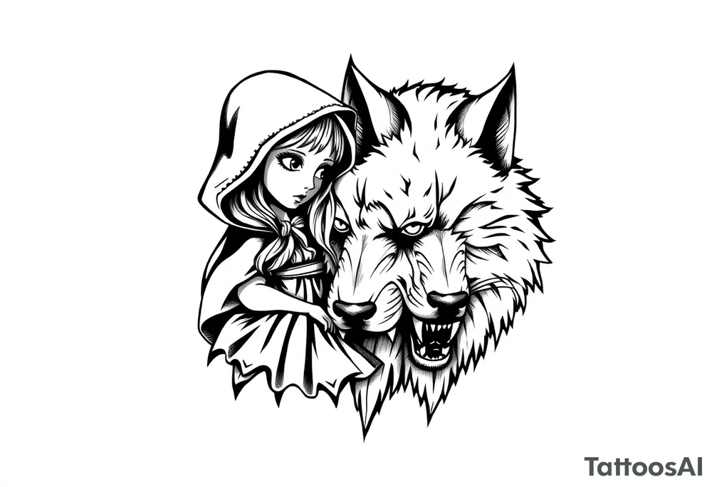 Little red riding hood and big bad wolf tattoo idea