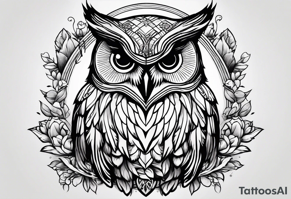 Owl with cancer ribbon in claw tattoo idea