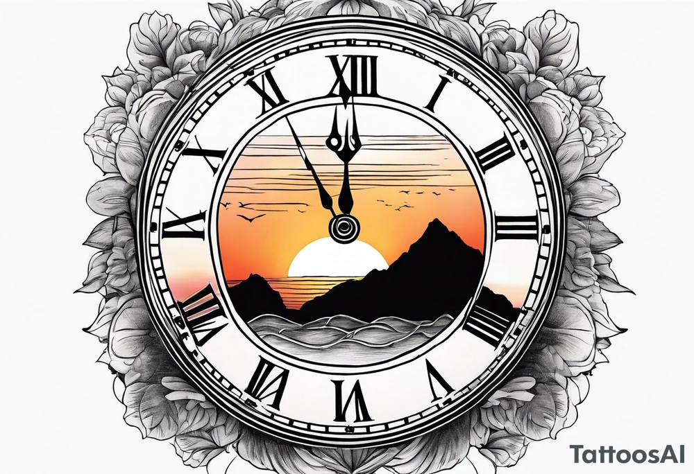 time element in sunset for man simple design tattoo idea