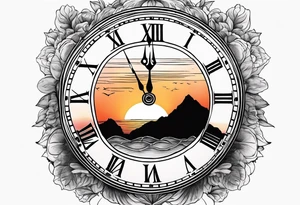 time element in sunset for man simple design tattoo idea
