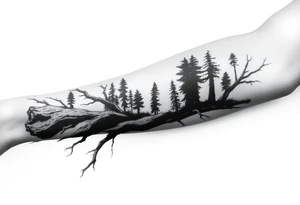 Wood silhouette tattoo für den unterarm tattoo idea