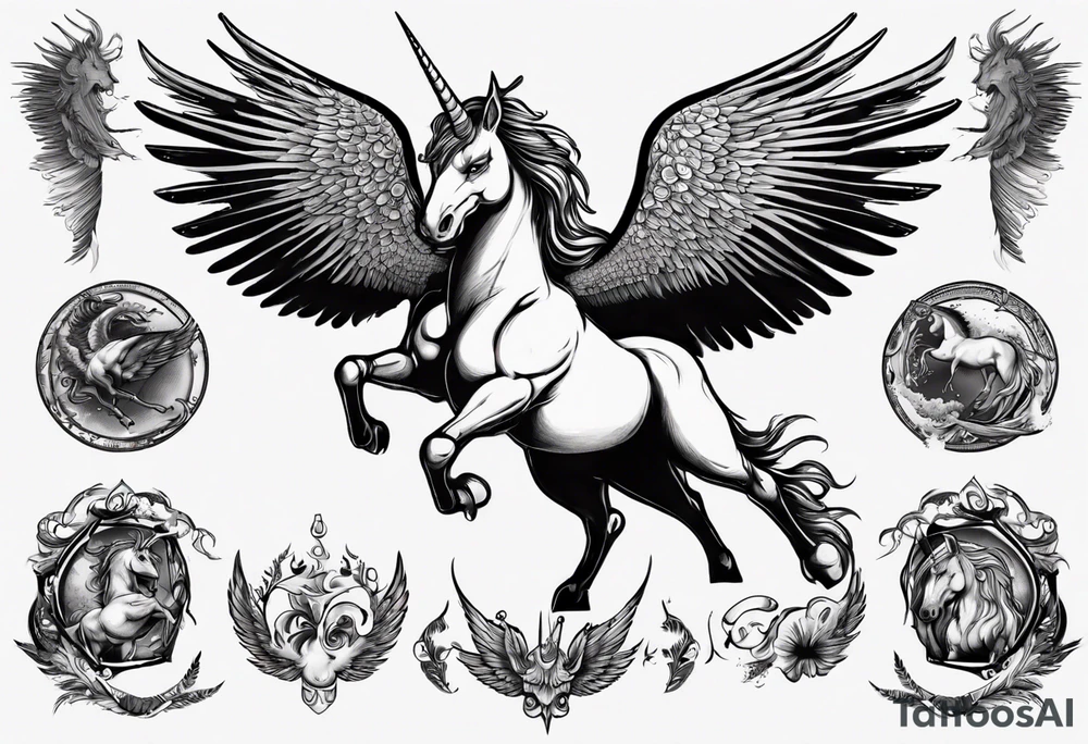 fat pegasus unicorn that looks like a rebel tattoo idea