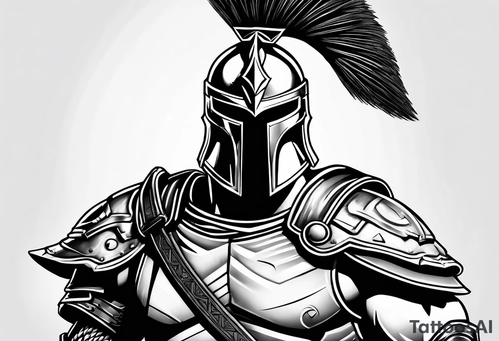 Spartan soldier looking strong in the middle of fighting tattoo idea