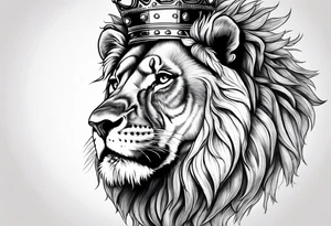 Majestic biting Lion with Crown tattoo idea