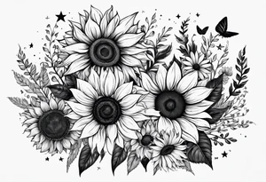 I’m a capicorn I love sunflowers, stars and set sunsets I also think a cassopiea consultation  is tired to me name starts with a W I have 3 kids 1 boy and 2 girls tattoo idea