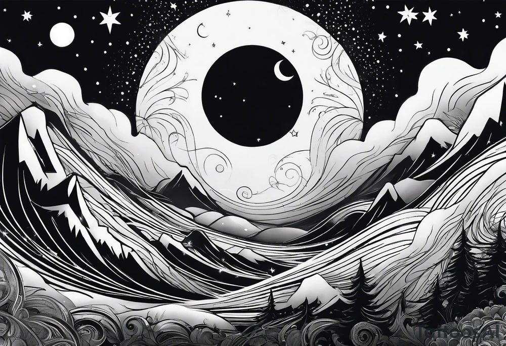 moon and sky tattoo idea