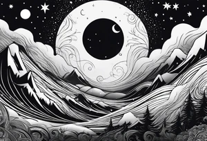 moon and sky tattoo idea