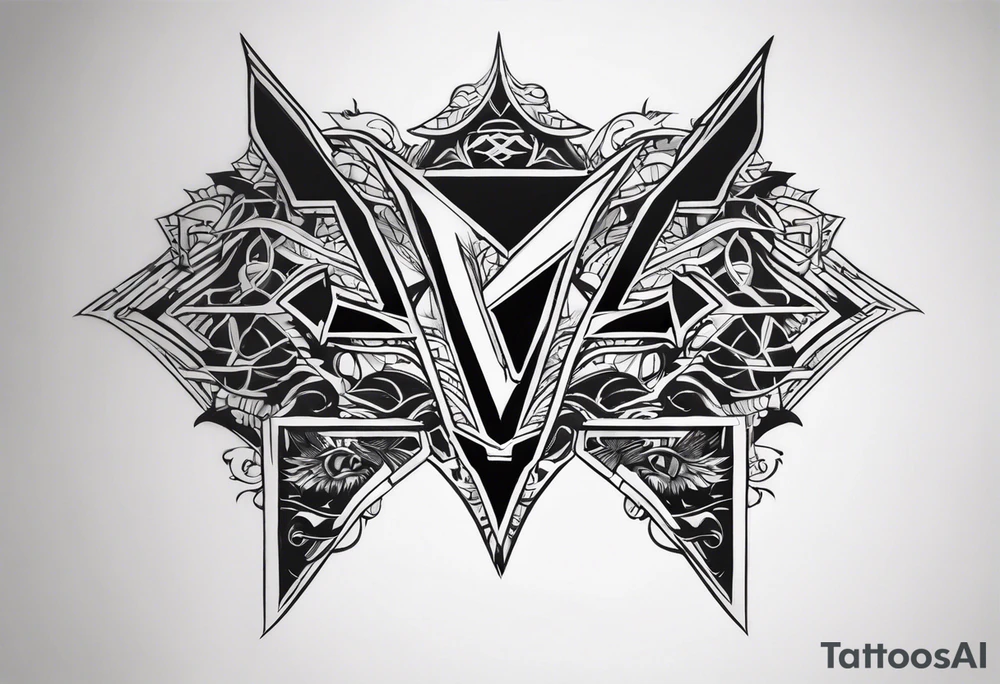 the letters A R in the middle of a ninja headband tattoo idea