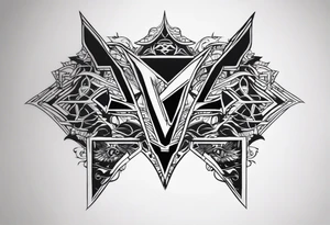 the letters A R in the middle of a ninja headband tattoo idea