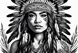Native American with blue bonnets tattoo idea