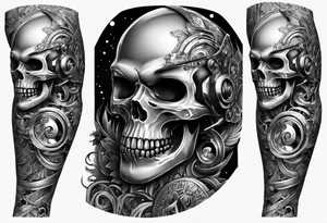 full sleeve mechanical no skeleton tattoo idea